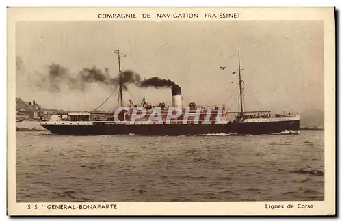 Cartes postales Bateau Compagnie Fraissinet SS General Bonaparte Lignes de Corse Corsica