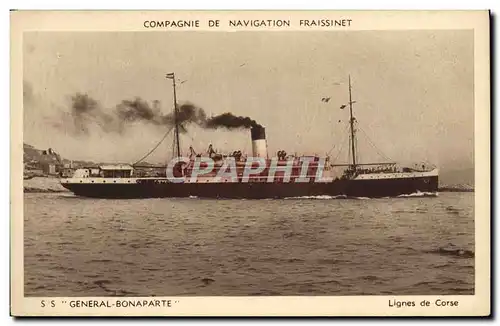 Cartes postales Bateau Compagnie Fraissinet SS General Bonaparte Lignes de Corse Corsica