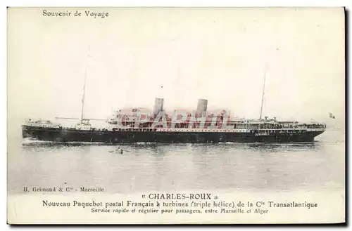 Cartes postales Bateau Charles Roux Nouveau Paquebot postal francais a turbines de la Cie Transatlantique