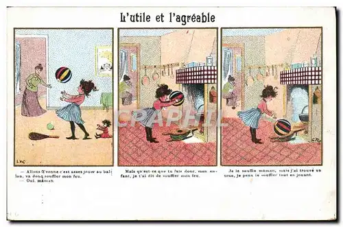 Ansichtskarte AK Fantaisie Illustrateur L&#39utile et l&#39agreable Enfant Maison Benoiston Rue du Temple Paris