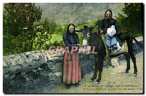 Ansichtskarte AK Pyrenees Ane Femmes du pays allant au marche Folklore