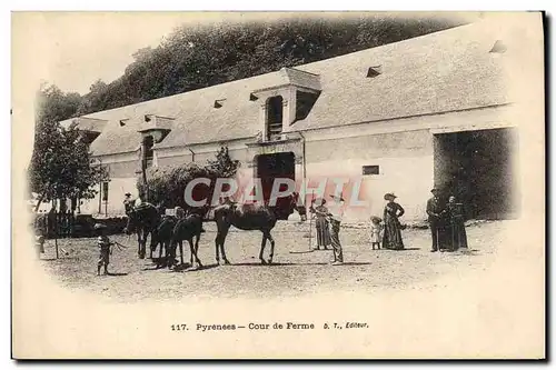 Cartes postales Pyrenees Cour de ferme Cheval