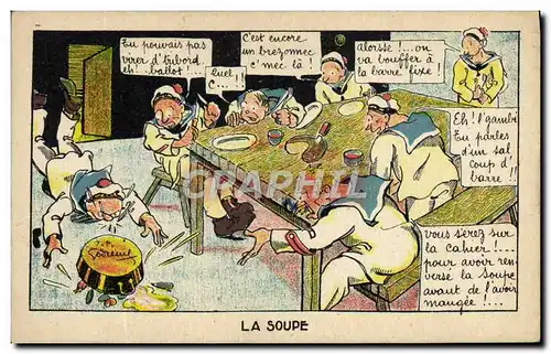Cartes postales Militaria Marins La soupe