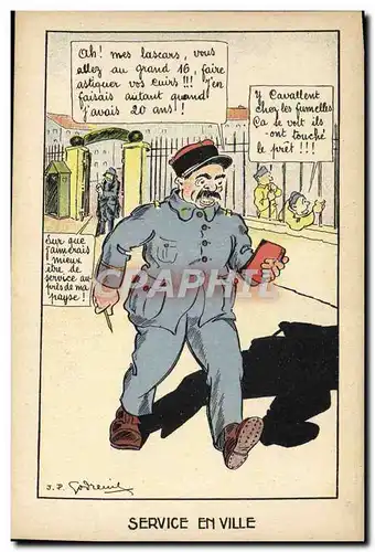 Cartes postales Militaria Service en ville