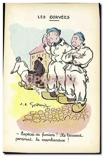 Cartes postales Militaria Les corvees