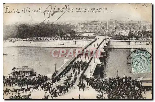 Cartes postales Visite de M Alphonse XIII a Paris Le president Loubet retourne a l&#39Elysee