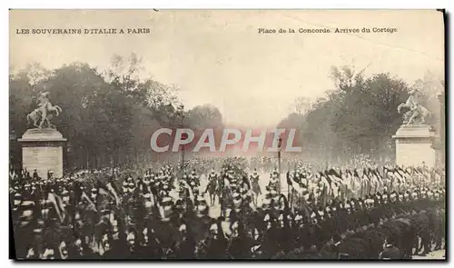 Ansichtskarte AK Les souverains d&#39Italie a Paris Place de la Concorde Arrivee du cortege