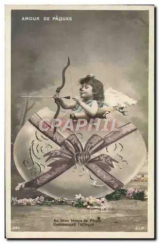 Cartes postales Tir a l&#39arc Enfant Amour de Paques