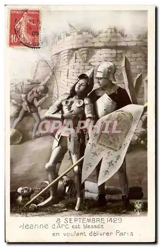Cartes postales Tir a l&#39arc Jeanne d&#39Arc est blessee Militaria