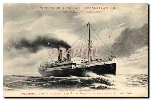 Ansichtskarte AK Bateau Paquebot poste Charles Roux Compagnie Generale Transatlantique