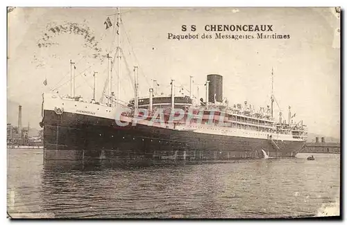 Cartes postales Bateau Paquebot des Messageries Maritimes SS Chenonceaux