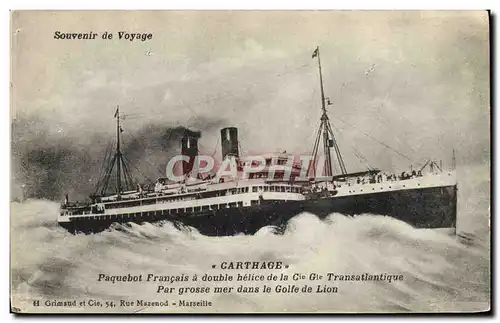 Ansichtskarte AK Bateau Paquebot francais a double helice de la Cie Gle Transatlantique Carthage