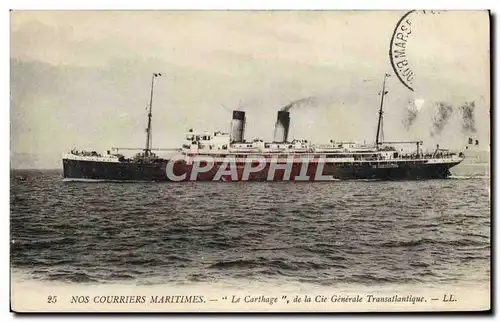 Cartes postales Bateau Paquebot Le Carthage de la Cie Generale Transatlantique