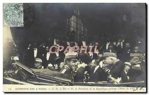 Ansichtskarte AK Alphonse XIII a Paris SM Le Roi et M le president de la Republique quittent l&#39hotel de ville