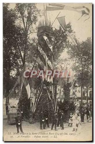 Cartes postales Les souverains d&#39Italie a Paris Le roi et la reine d&#39Italie A Versailles Pylone decore