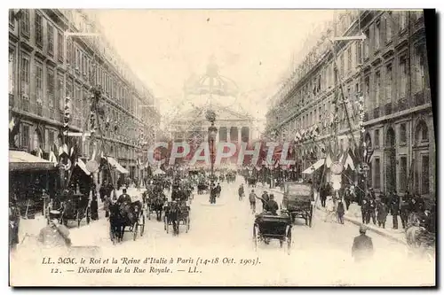 Cartes postales Les souverains d&#39Italie a Paris Decoration de la Rue Royale