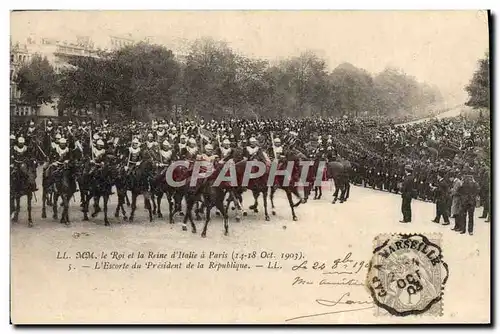 Cartes postales Les souverains d&#39Italie a Paris L&#39escorte du President de la Republique