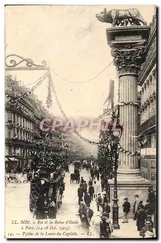 Cartes postales Les souverains d&#39Italie a Paris Pylone de la Louve du capitole