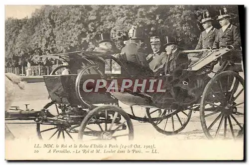 Cartes postales Les souverains d&#39Italie a Paris A Versailles Le roi et M Loubet dans le parc