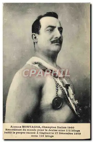 Cartes postales Achille Montagna Champion italien 1900 Halterophilie