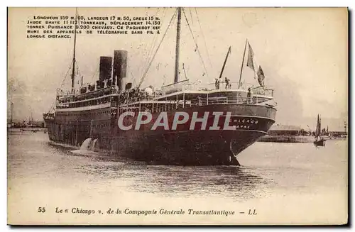 Ansichtskarte AK Bateau Le Chicago de la Cie Generale Transatlantique