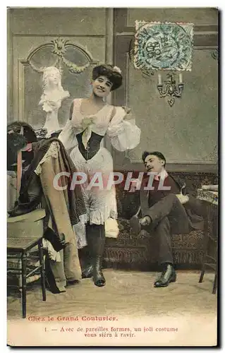 Cartes postales Fantaisie Femme Chez le grand couturier