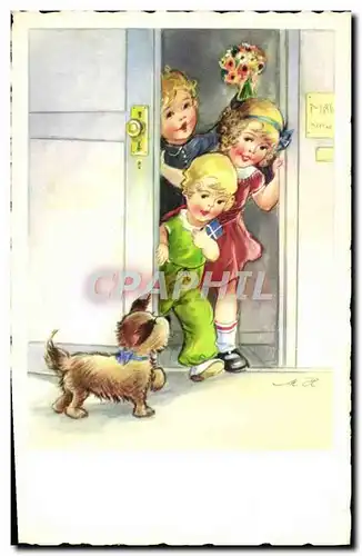 Cartes postales Fantaisie Illustrateur Enfants Chien