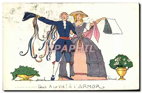 Cartes postales Fantaisie Illustrateur A la vie a l&#39Armor Mariage