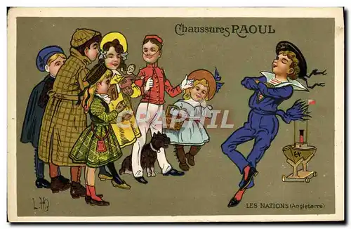 Cartes postales Fantaisie Illustrateur Chaussures Raoul Les nations Angleterre