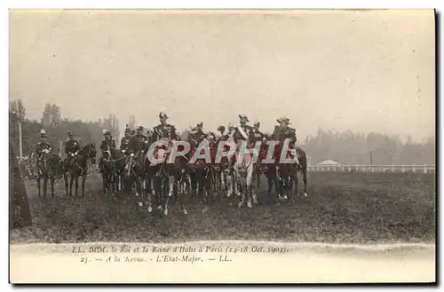 Cartes postales MM le Roi d&#39Italie et la reine a Paris 1903 A la revue L&#39Etat major