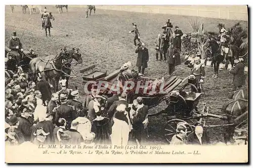 Cartes postales MM le Roi d&#39Italie et la reine a Paris 1903 A la revue Le roi La reine Le president et Madame