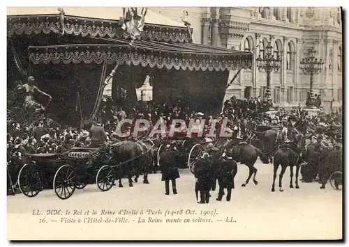 Ansichtskarte AK MM le Roi d&#39Italie et la reine a Paris 1903 Visite a l&#39Hotel de Ville La reine monte en vo