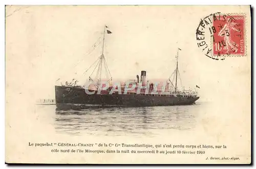 Cartes postales Bateau General Chanzy de la Cie Gle Transatlantique