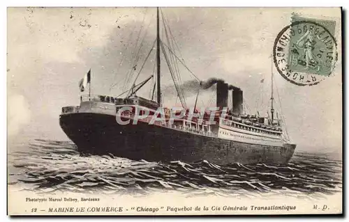 Cartes postales Bateau Marine de Commerce Chicago de la Cie Generale Transatlantique