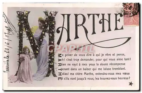 Cartes postales Fantaisie Femme Marthe Prenom