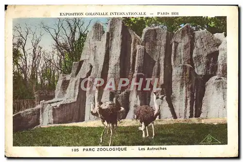 Cartes postales Paris Exposition coloniale internationale Paris 1931 Parc zoologique Les autruches