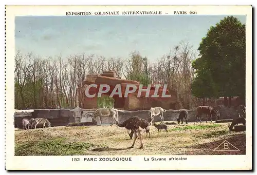 Ansichtskarte AK Paris Exposition coloniale internationale Paris 1931 Parc zoologique Les autruches La savane afr