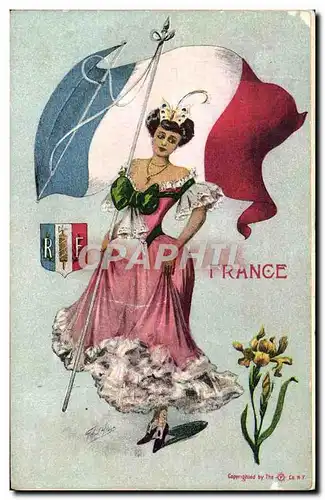 Ansichtskarte AK Fantaisie Illustrateur Femme France Drapeau