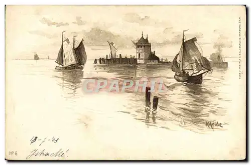 Cartes postales Fantaisie Illustrateur Bateau