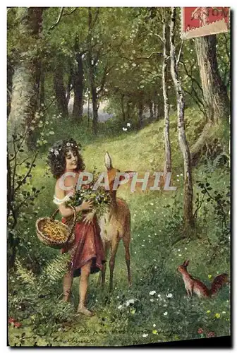 Cartes postales Fantaisie Illustrateur Enfant Bich Herrfarth Ecureuil