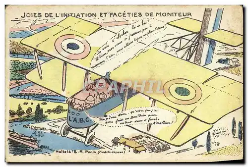 Cartes postales Militaria Joies de l&#39initiation et faceties de moniteur Avion Aviation