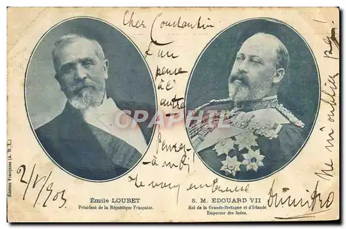 Cartes postales Emile Loubet President de la Republique SM Edouard VII Roi de Grande Bretagne