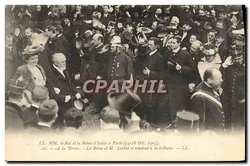 Ansichtskarte AK Le roi et la reine d&#39Italie a Paris A la revue La reine et M Loubet se rendent a la tribune