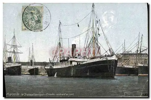 Cartes postales Bateau Marseille Le Transatlantique Crimee rentrant au port