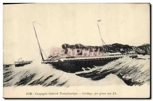 Ansichtskarte AK Bateau Compagnie Generale Transatlantique Carthage par grosse mer