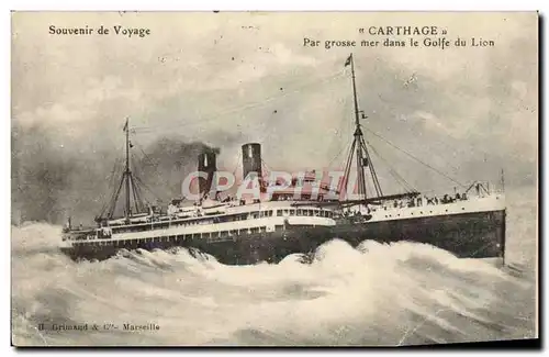 Ansichtskarte AK Bateau Carthage par grosse mer dans le Golfe de lion