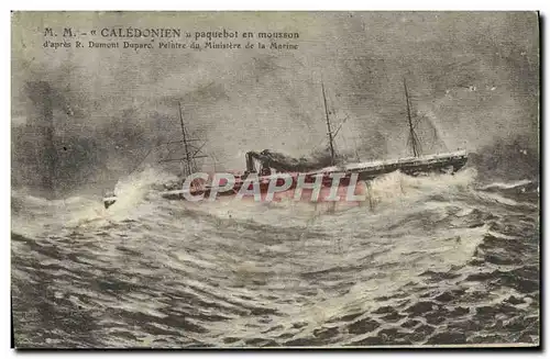 Cartes postales Bateau MM Caledonien Paquebot en mousson