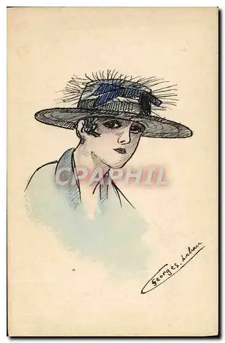 Cartes postales Fantaisie Illustrateur Femme Chapeau Coiffe