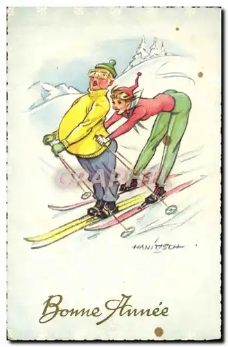 Cartes postales Fantaisie Illustrateur Ski