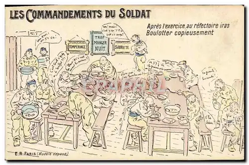 Cartes postales Fantaisie Militaria Les commandements du soldat